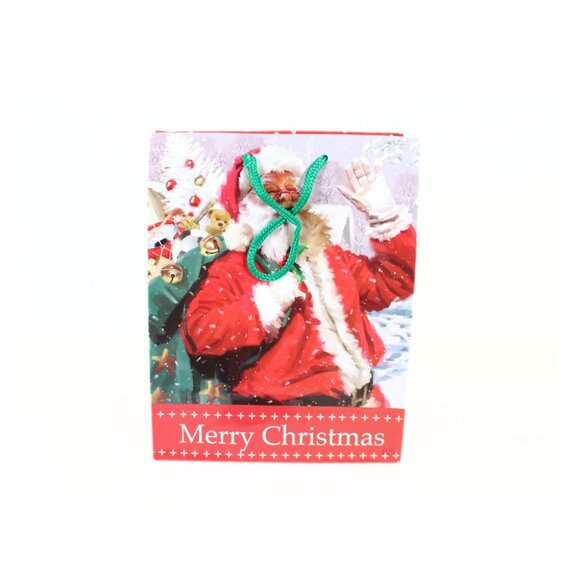 Set of 2 Used Christmas Gift Bags Santa Snowman Reusable Crafting Scrapbooking - Picture 5 of 15